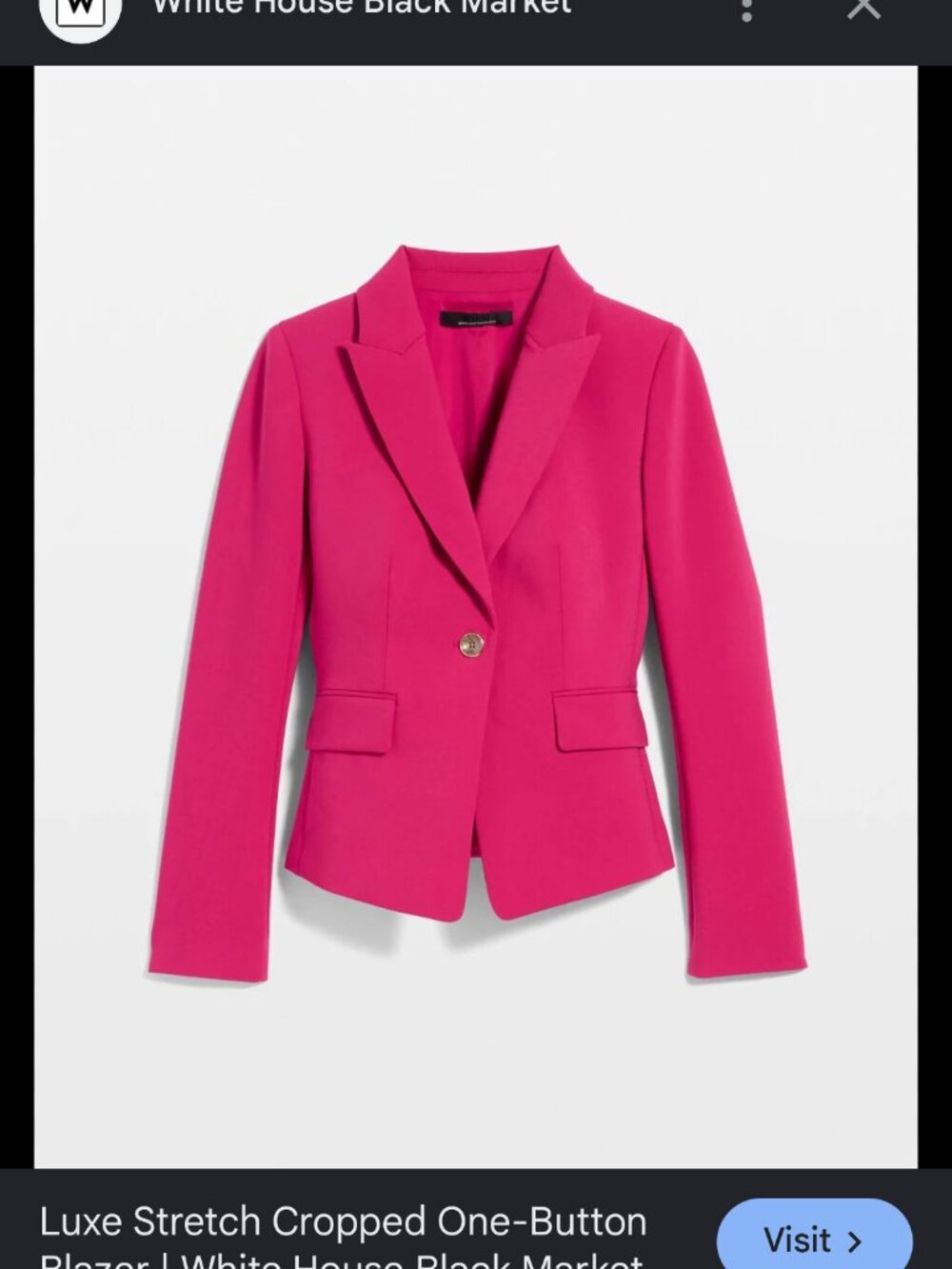 nwt WHITE HOUSE BLACK MARKET cropped one button blazer 0 pinkberry